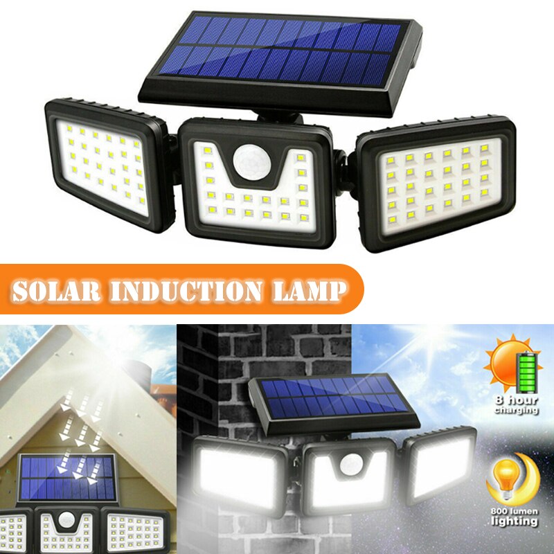 1pc/2pcs 태양 강화한 운동 측정기 옥외 거리 안전 74 LED 옥외 정원 빛을위한 6500K 벽 빛 IP65 태양 램프